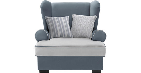 OHRENSESSEL in Textil Grau - Braun/Grau, ROMANTIK / LANDHAUS, Kunststoff/Textil (108/113/142cm) - Hom`in