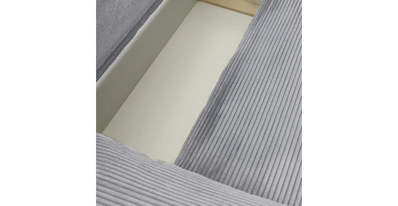 ECKSOFA Grau Cord Rückenkissen, Schlaffunktion, Rücken echt, Liegefläche im Originalstoff, Stauraum  - Schwarz/Grau, KONVENTIONELL, Kunststoff/Textil (266/180cm) - Carryhome
