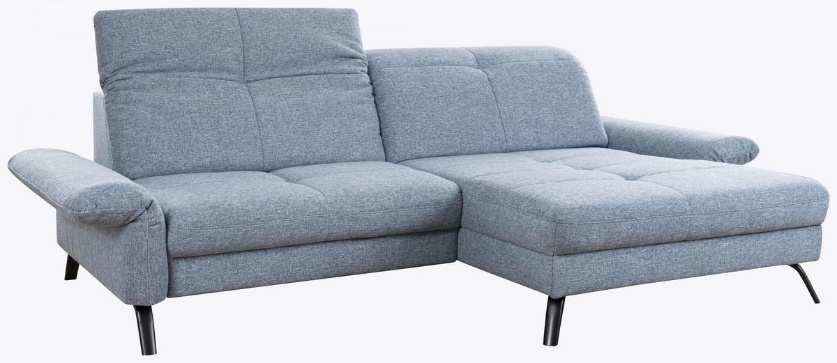 ECKSOFA Blau Flachgewebe  - Blau/Schwarz, KONVENTIONELL, Textil/Metall (262/170cm) - SetOne by Musterring