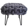 HOCKER Samt Schwarz, Grau  - Schwarz/Grau, Trend, Textil/Metall (44/41/44cm) - Xora