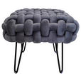 HOCKER Samt Schwarz, Grau  - Schwarz/Grau, Trend, Textil/Metall (44/41/44cm) - Xora
