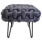HOCKER Samt Schwarz, Grau  - Schwarz/Grau, Trend, Textil/Metall (44/41/44cm) - Xora
