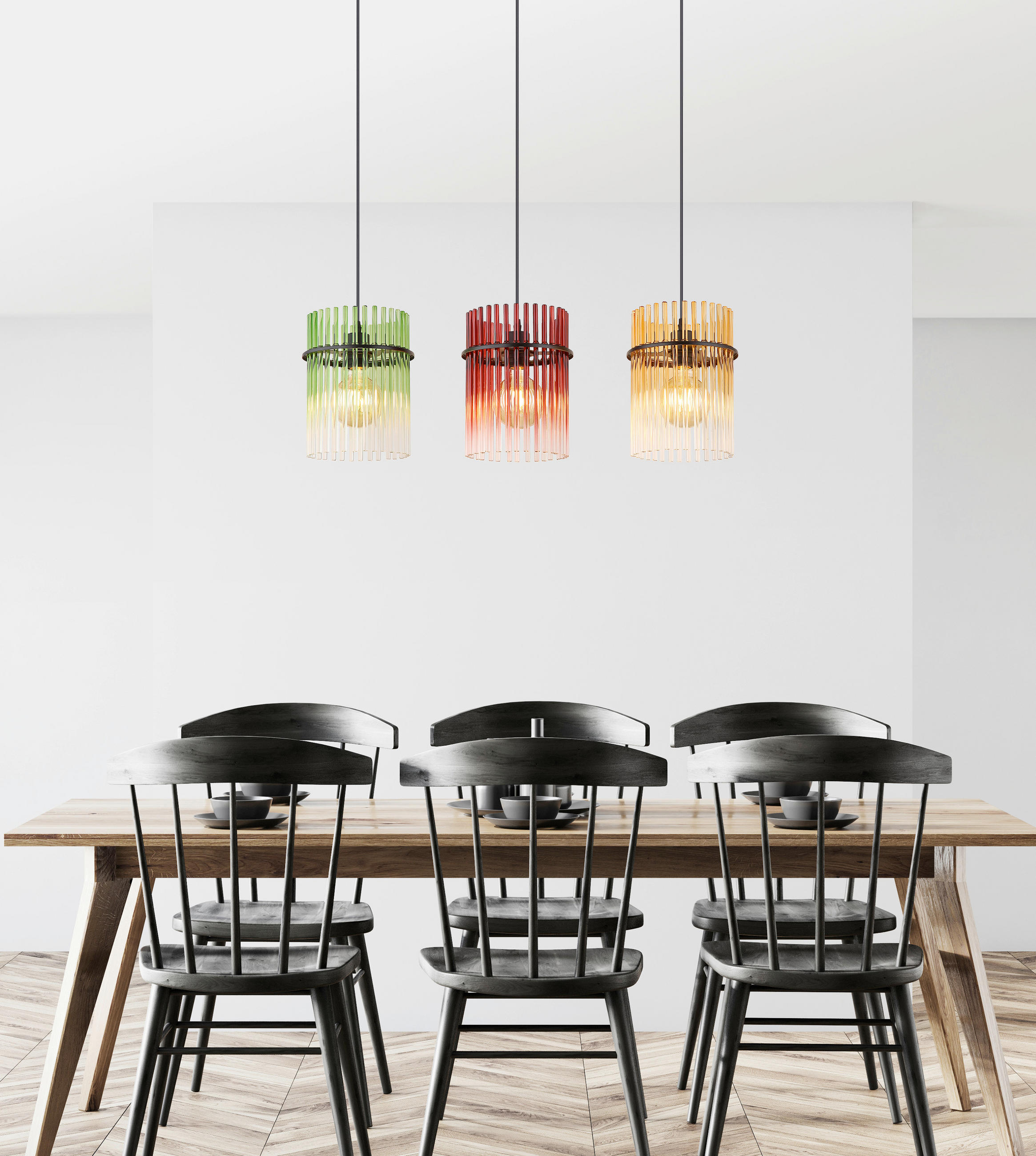 HÄNGELEUCHTE GORLEY 80/20/140 cm   - Brombeere/Schwarz, LIFESTYLE, Glas/Kunststoff (80/20/140cm) - Globo