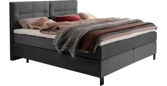 BOXSPRINGBETT 200/220 cm  in Dunkelgrau  - Dunkelgrau/Schwarz, KONVENTIONELL, Textil/Metall (200/220cm) - Esposa