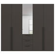 DREHTÜRENSCHRANK 251/235/61 cm,  in Graphitfarben, 5-türig  - Chromfarben/Schwarz, Basics, Glas/Holzwerkstoff (251/235/61cm) - Novel