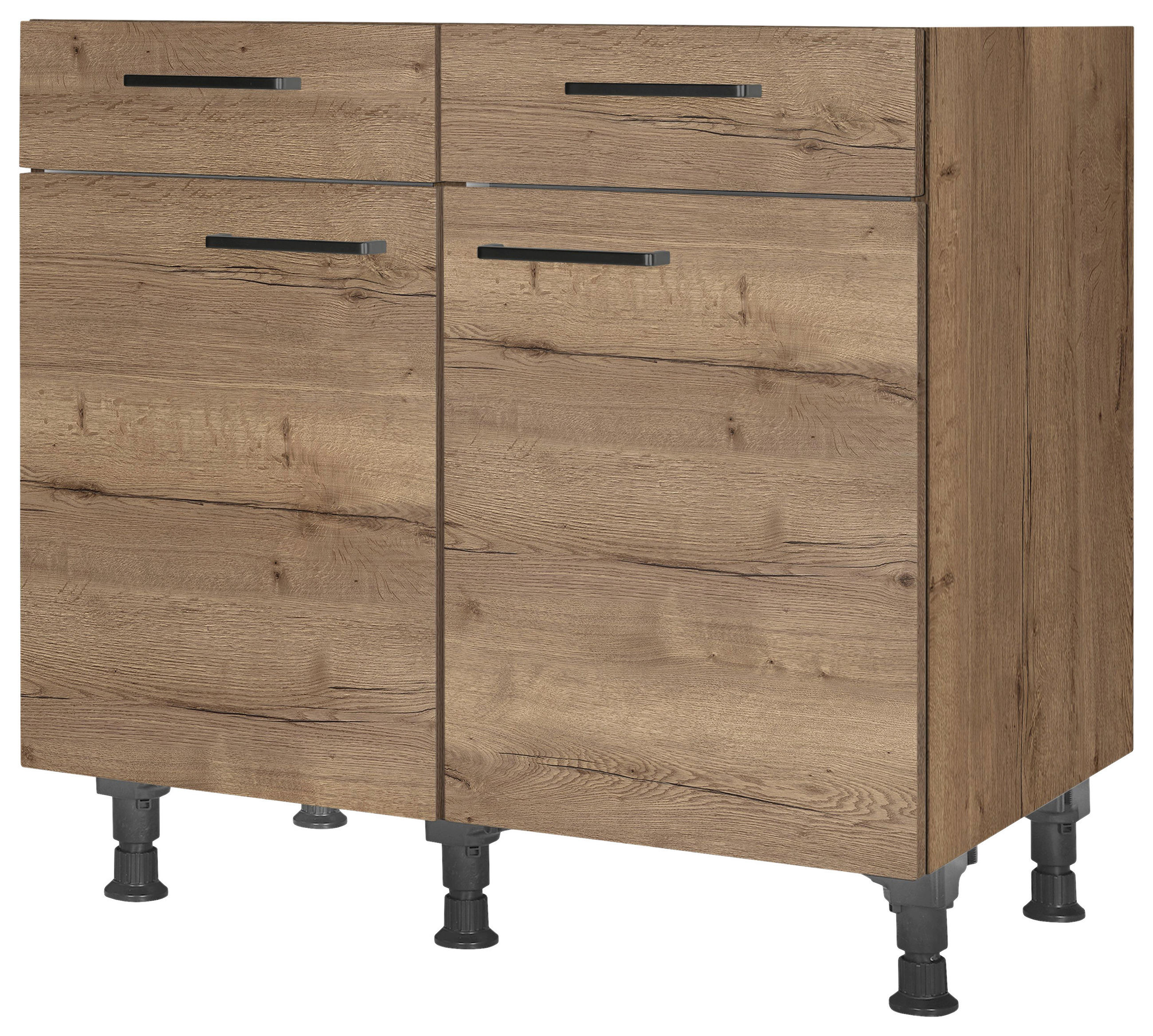SCHUBKASTENUNTERSCHRANK 90/87/56 cm  in Eichefarben  - Eichefarben/Schwarz, MODERN, Holzwerkstoff/Metall (90/87/56cm) - Nobilia