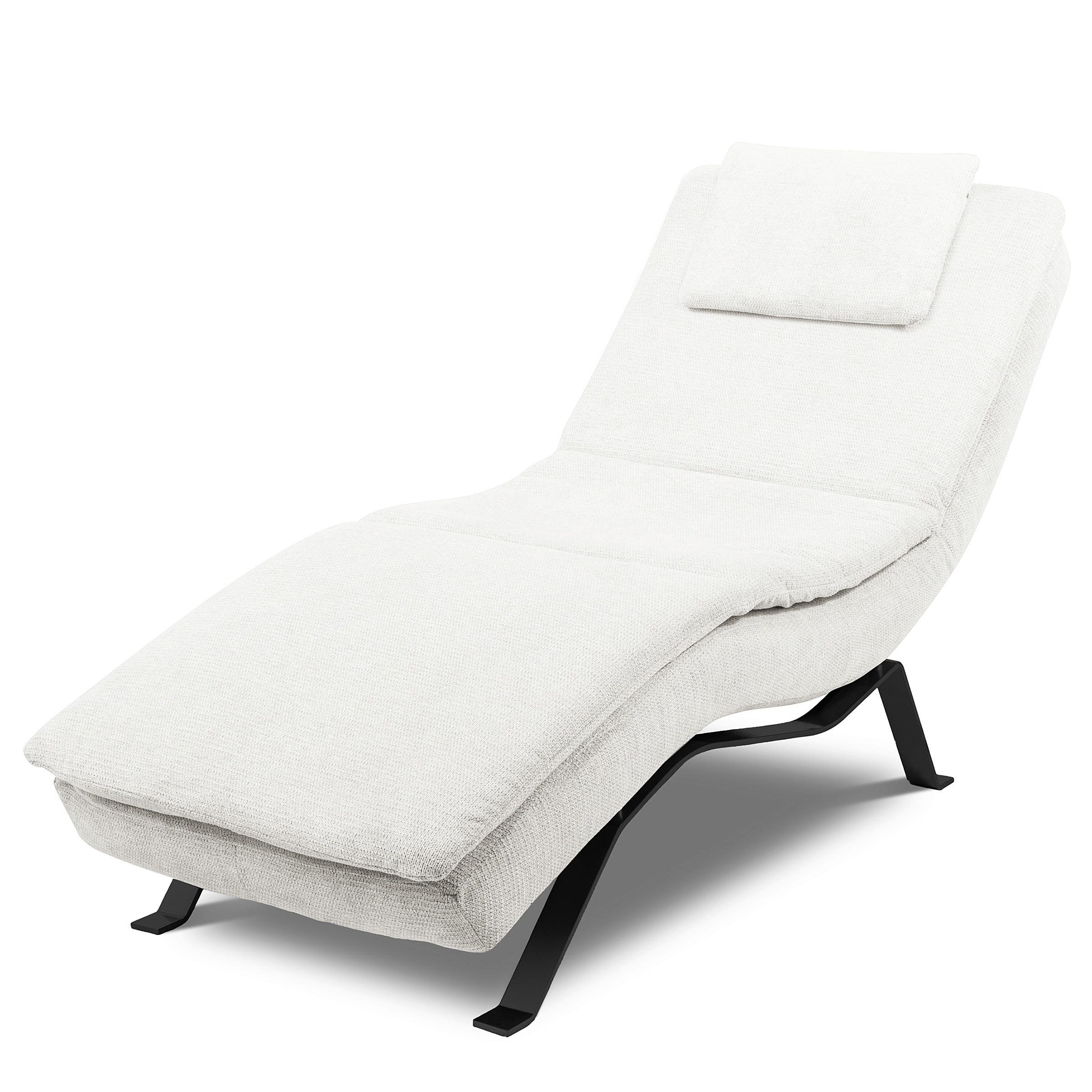 RELAXLIEGE in Echtleder Creme  - Creme/Schwarz, Design, Leder/Metall (65/95/171cm) - Celina Home