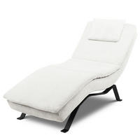 RELAXLIEGE in Echtleder Creme  - Creme/Schwarz, Design, Leder/Metall (65/95/171cm) - Celina Home