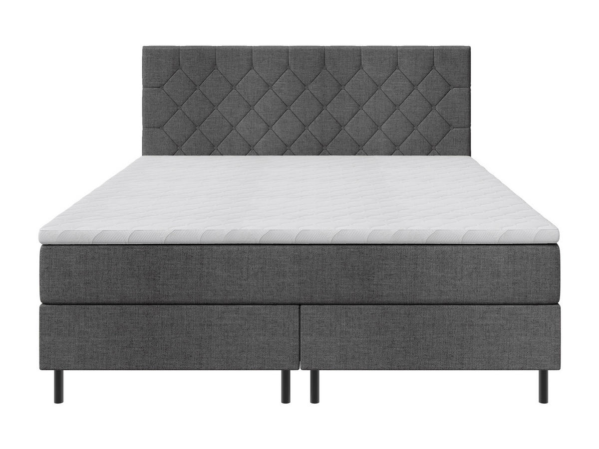 BOXSPRINGBETT 160/200 cm,  in Anthrazit, Matratze, Topper, H2 + H2 = mittel  - Anthrazit/Schwarz, KONVENTIONELL, Textil/Metall (160/200cm) - Chameo