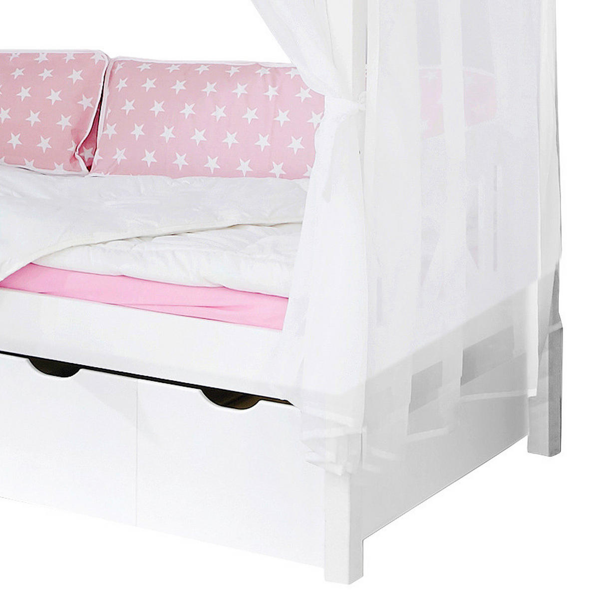 HIMMELBETT 90/200 cm  in Rosa, Weiß  - Weiß/Rosa, MODERN, Holz (90/200cm) - MID.YOU