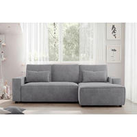 ECKSCHLAFSOFA  mit seitenverkehrt erhältlich, Rücken echt Chenille Graubraun  - Graubraun/Schwarz, MODERN, Kunststoff/Textil (247/154cm) - Livetastic