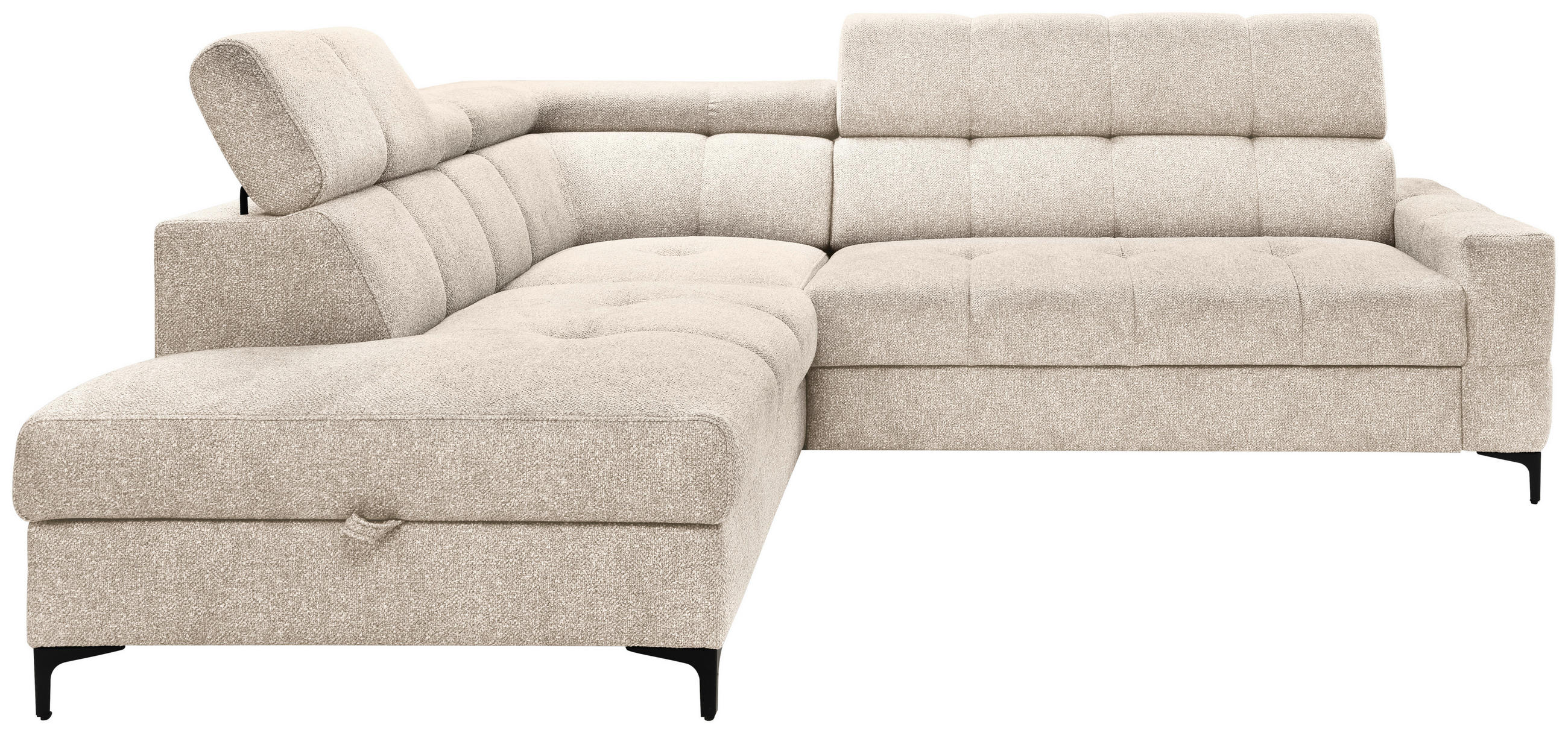 ECKSOFA Struktur Beige  - Beige/Schwarz, Modern, Textil/Metall (212/254cm) - Carryhome