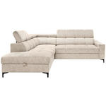 ECKSOFA Beige Struktur Bettkasten, Kopfteilverstellung, Liegefläche im Originalstoff  - Beige/Schwarz, MODERN, Textil/Metall (212/254cm) - Carryhome