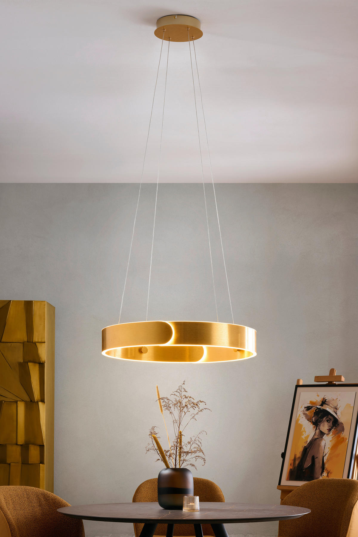 LED-HÄNGELEUCHTE Otis 63/64/150 cm   - Goldfarben, Design, Metall (63/64/150cm) - Dieter Knoll