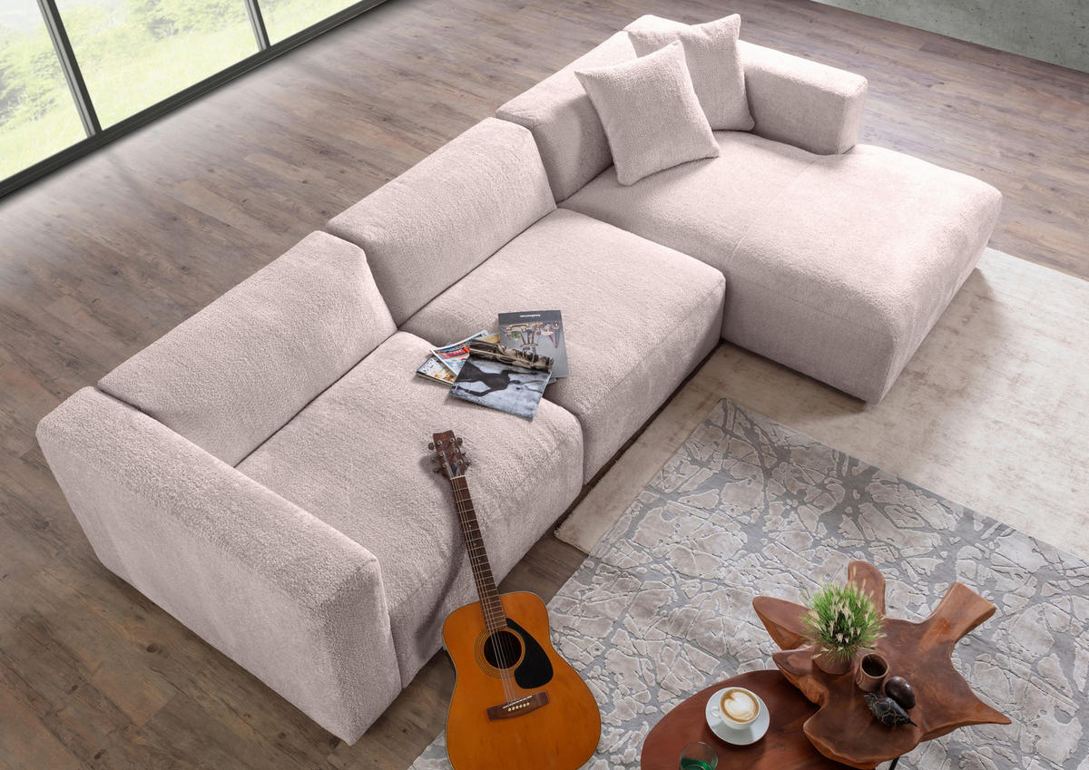 ECKSOFA Rosa Chenille  - Creme/Schwarz, MODERN, Kunststoff/Textil (323/178cm) - Carryhome