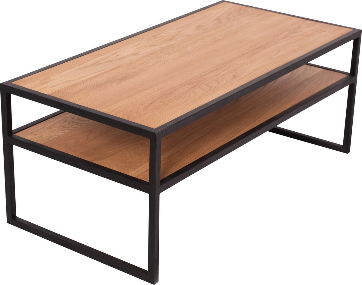 COUCHTISCH Wildeiche massiv 100/50/40 cm rechteckig Schwarz, Wildeiche  - Wildeiche/Schwarz, Trend, Holz/Metall (100/50/40cm) - Boxxx