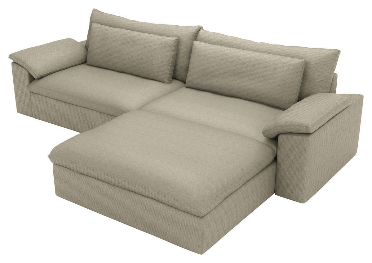 ECKSOFA  Chenille Beige  - Beige/Schwarz, Modern, Kunststoff/Textil (306/198cm) - Carryhome