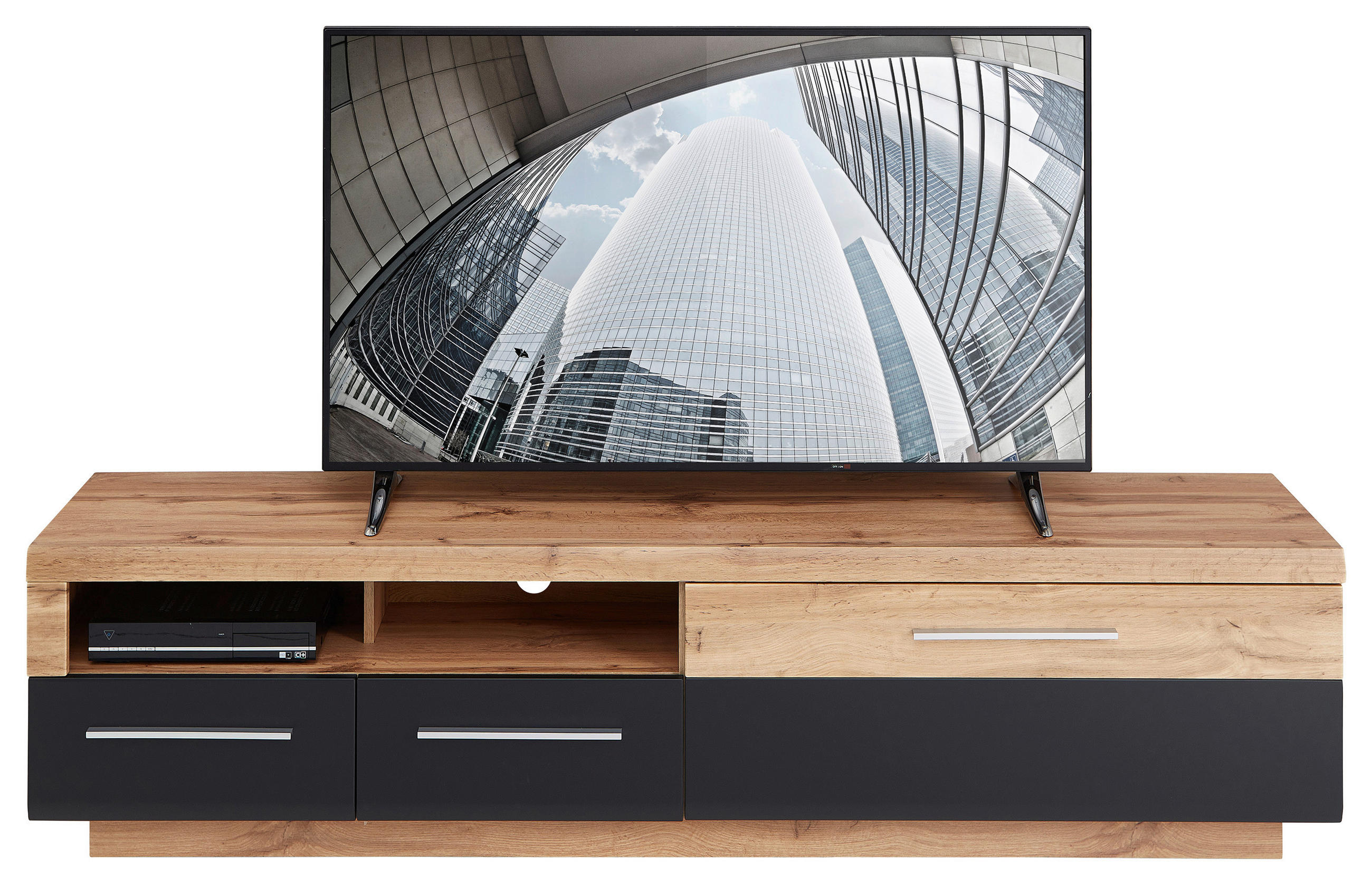 TV-ELEM 200/50/43 cm  - ezüst/fekete, Design, műanyag/faalapú anyag (200/50/43cm) - Hom`in