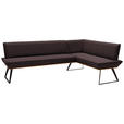 ECKBANK 223/163 cm Lederlook Eichefarben, Braun, Schwarz Eiche massiv Metall   - Eichefarben/Schwarz, Design, Holz/Textil (223/163cm) - Voleo