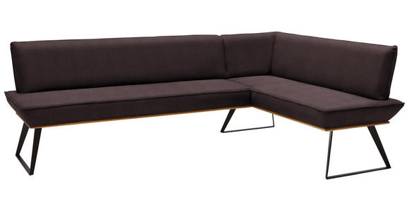 ECKBANK 223/163 cm Lederlook Eichefarben, Braun, Schwarz Eiche massiv Metall - Eichefarben/Schwarz, Design, Holz/Textil (223/163cm) - Voleo