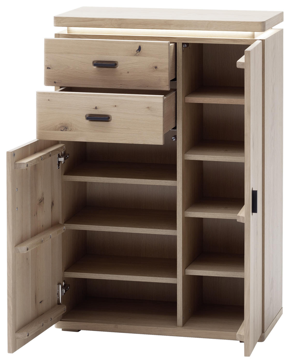 SCHUHSCHRANK Eiche furniert, massiv Eichefarben  - Eichefarben/Schwarz, Natur, Holz/Holzwerkstoff (75/111/37cm) - Linea Natura