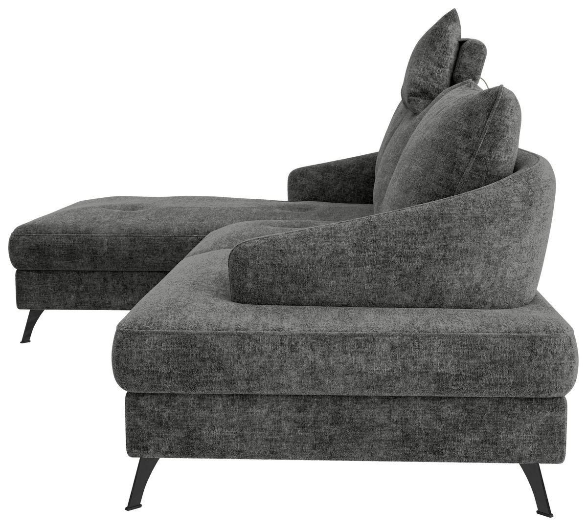 ECKSOFA in Webstoff Schwarz  - Schwarz, KONVENTIONELL, Textil/Metall (183/293cm) - Carryhome