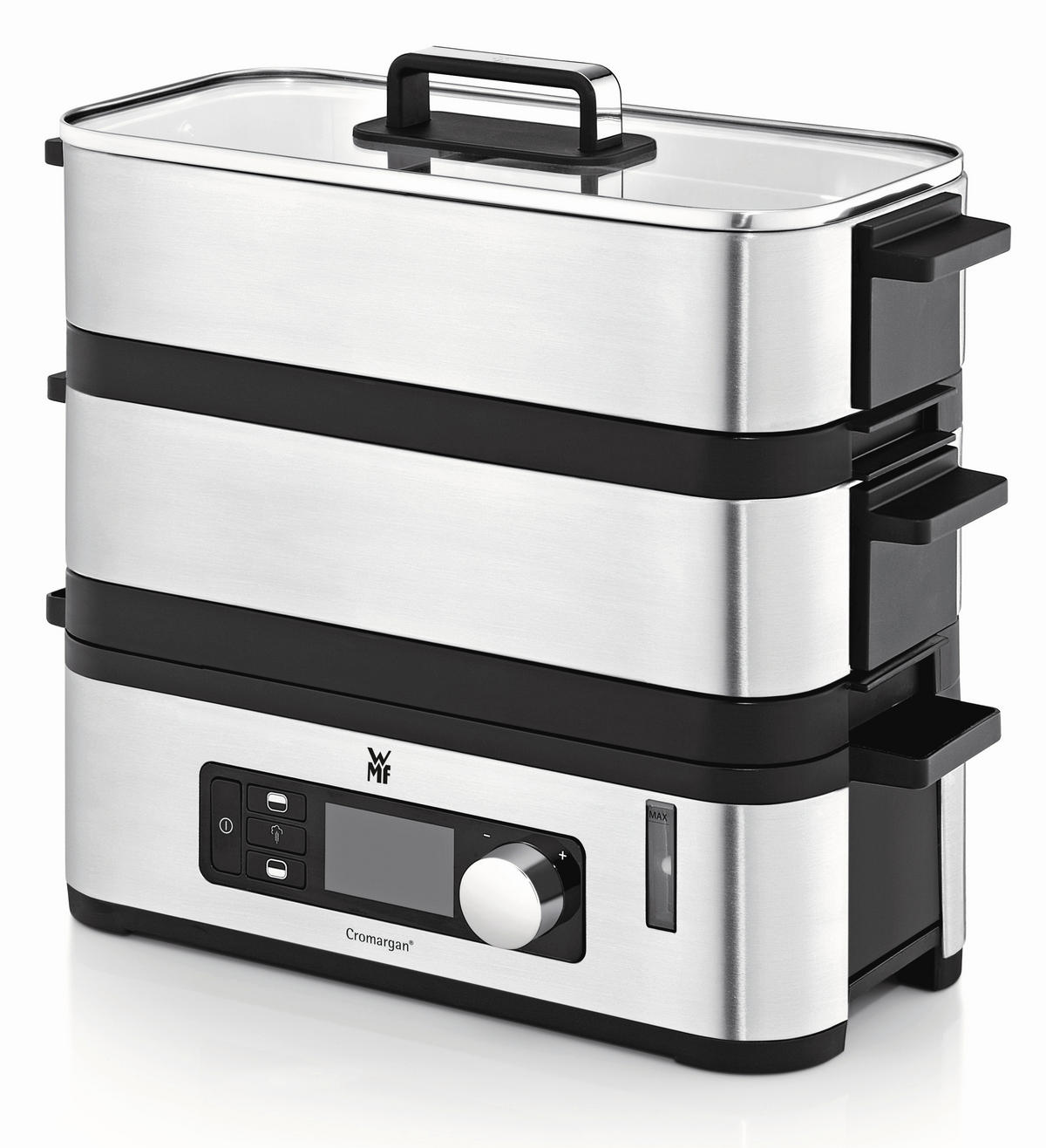 DAMPFGARER  KÜCHENminis  - Edelstahlfarben/Schwarz, Design, Glas/Kunststoff (28/14/27,5cm) - WMF