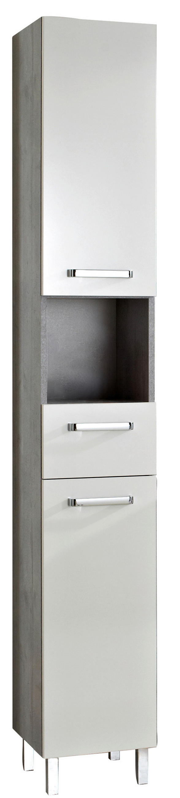 HOCHSCHRANK 30/195,5/33 cm  - Chromfarben/Weiß, Design, Holzwerkstoff/Metall (30/195,5/33cm) - Xora