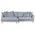ECKSOFA in Cord Hellblau  140/270 cm  - Naturfarben/Hellblau, ROMANTIK / LANDHAUS, Holz/Textil (140/270cm) - Landscape