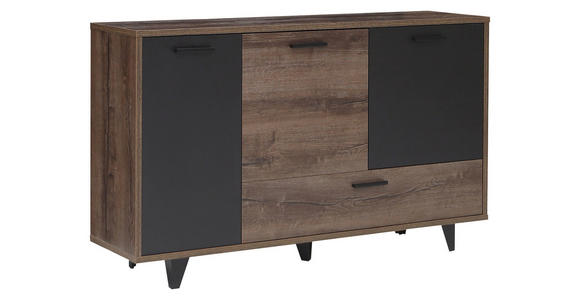 SIDEBOARD  in 154,5/92,8/41,5 cm  - Eichefarben/Schwarz, Design, Holzwerkstoff/Kunststoff (154,5/92,8/41,5cm) - Carryhome