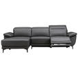 ECKSOFA inkl. Funktionen Schwarz Echtleder, Kombination Echtleder/Lederlook Lederlook Relaxfunktion, Kopfteilverstellung  - Schwarz, Design, Leder/Kunststoff (164/269cm) - Xora