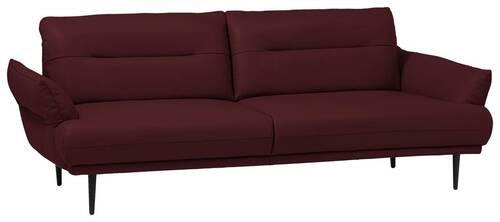 3-SITZER-SOFA Lederlook Bordeaux  - Bordeaux/Schwarz, Design, Holz/Textil (213/85/96cm) - Livetastic