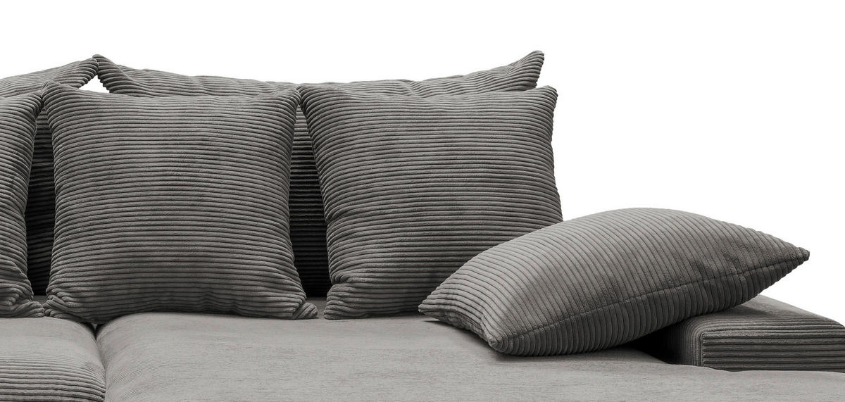 ECKSOFA in Cord Grau  - Schwarz/Grau, Modern, Kunststoff/Textil (278/200cm) - Livetastic