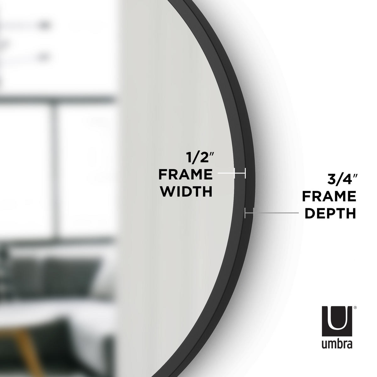 WANDSPIEGEL 46/46/3 cm    in rund  - Schwarz, Design, Glas/Kunststoff (46/46/3cm) - Umbra
