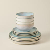 KOMBISERVICE Creme, Pastellblau EIVISSA 12-teilig 4 Personen  - Pastellblau/Creme, Basics, Keramik - Costa Nova