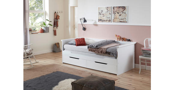 AUSZIEHBETT 90/180/200 cm in Weiß - Weiß, KONVENTIONELL, Holz/Holzwerkstoff (90/180/200cm) - Carryhome