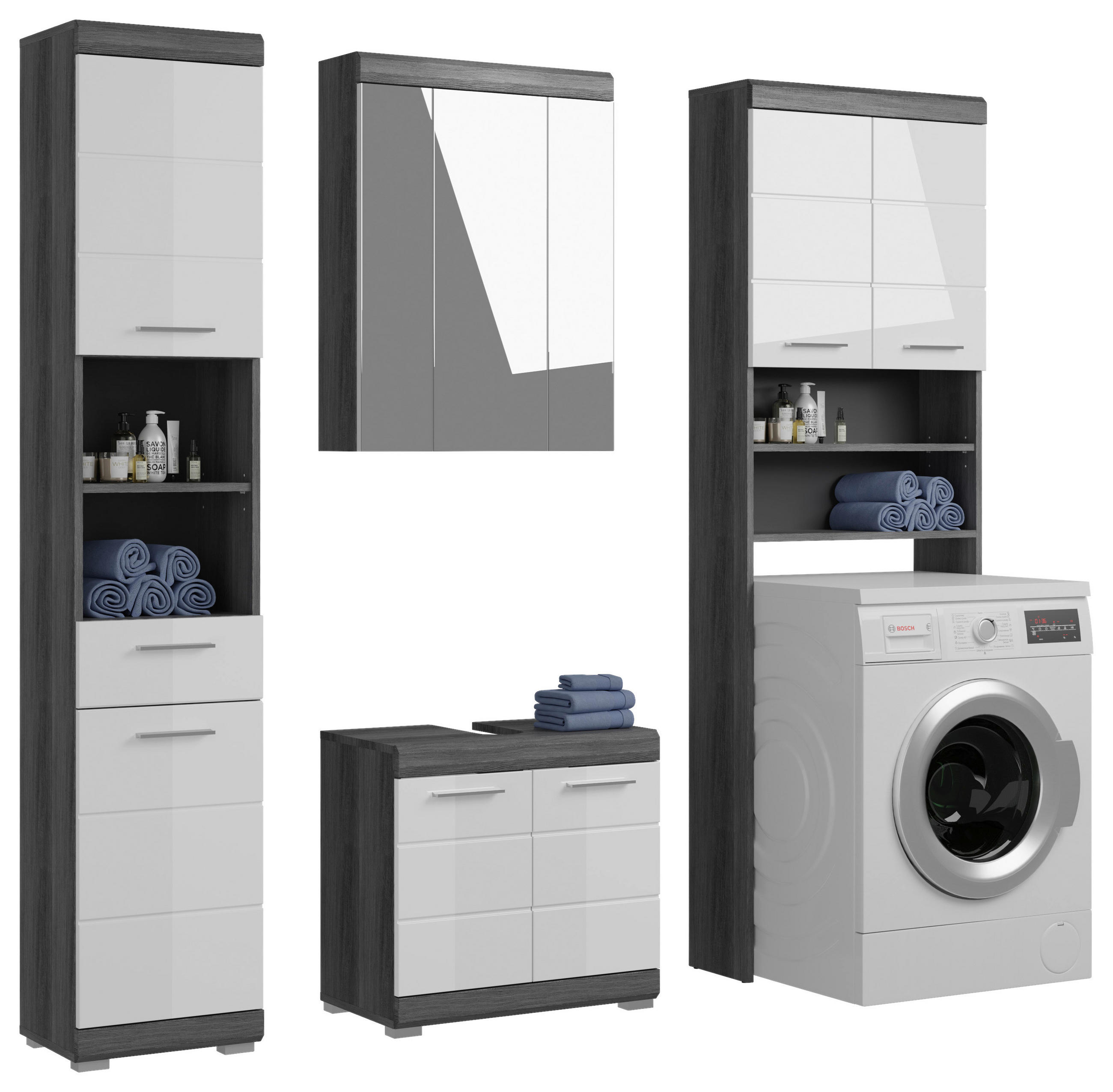 KÚPEĽŇA biela s vysokým leskom  - biela s vysokým leskom, Modern, kompozitné drevo/plast (160cm) - MID.YOU