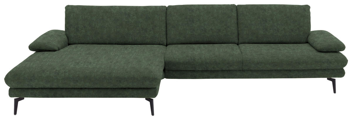 ECKSOFA in Velours Olivgrün  - Schwarz/Olivgrün, Design, Textil/Metall (180/310cm) - Dieter Knoll