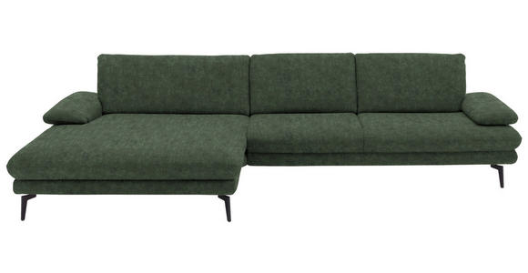 ECKSOFA in Velours Olivgrün 180/310 cm - Schwarz/Olivgrün, Design, Textil/Metall (180/310cm) - Dieter Knoll