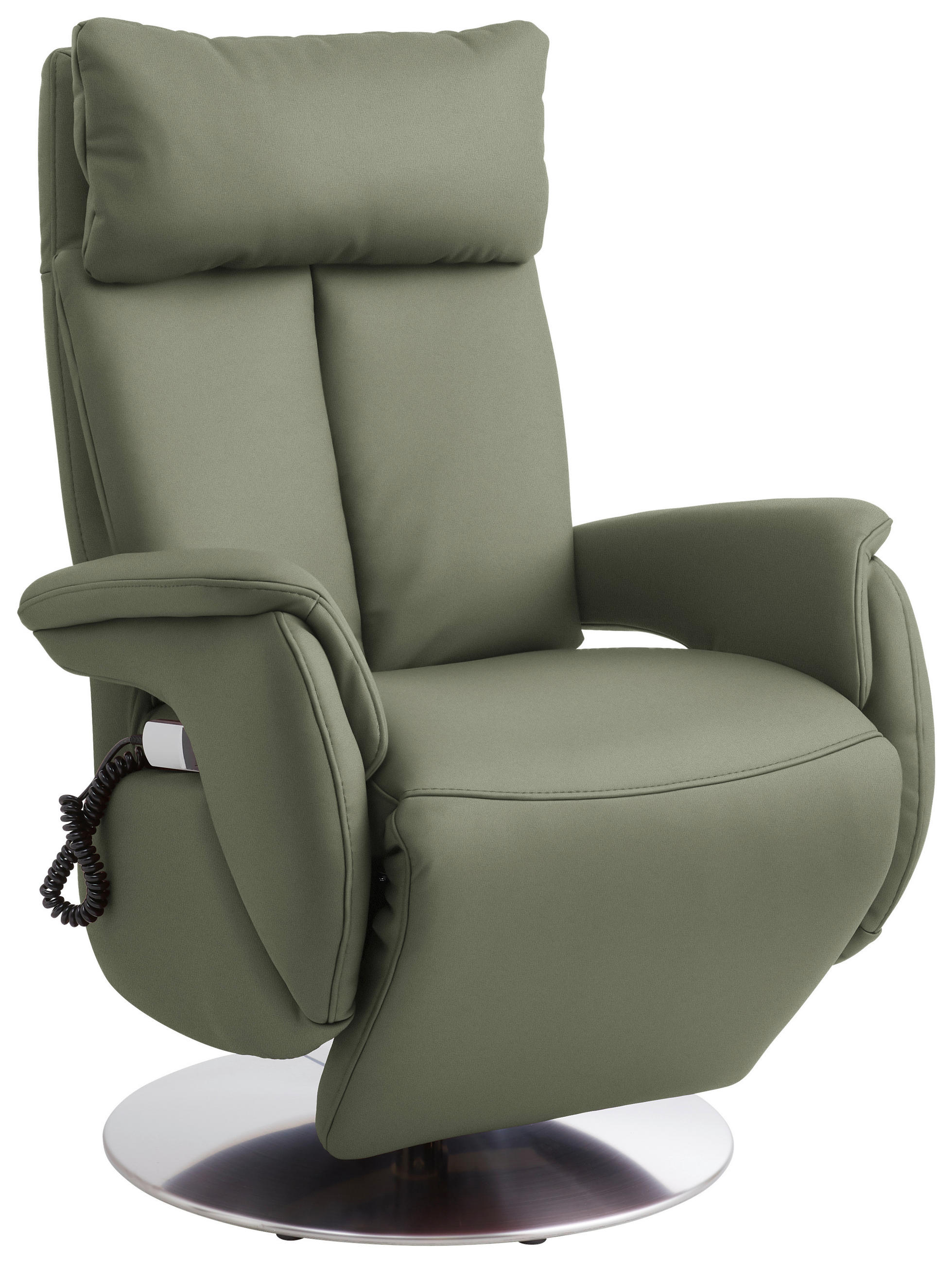 RELAXSESSEL in Leder Grün  - Edelstahlfarben/Grün, Konventionell, Leder/Metall (78/110/81cm) - Cantus