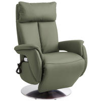 RELAXSESSEL in Leder Grün  - Edelstahlfarben/Grün, Konventionell, Leder/Metall (78/110/81cm) - Cantus