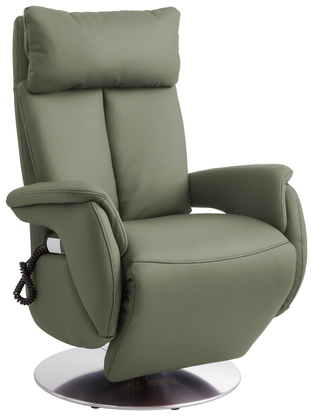 RELAXSESSEL in Leder Grün  - Edelstahlfarben/Grün, Konventionell, Leder/Metall (78/110/81cm) - Cantus
