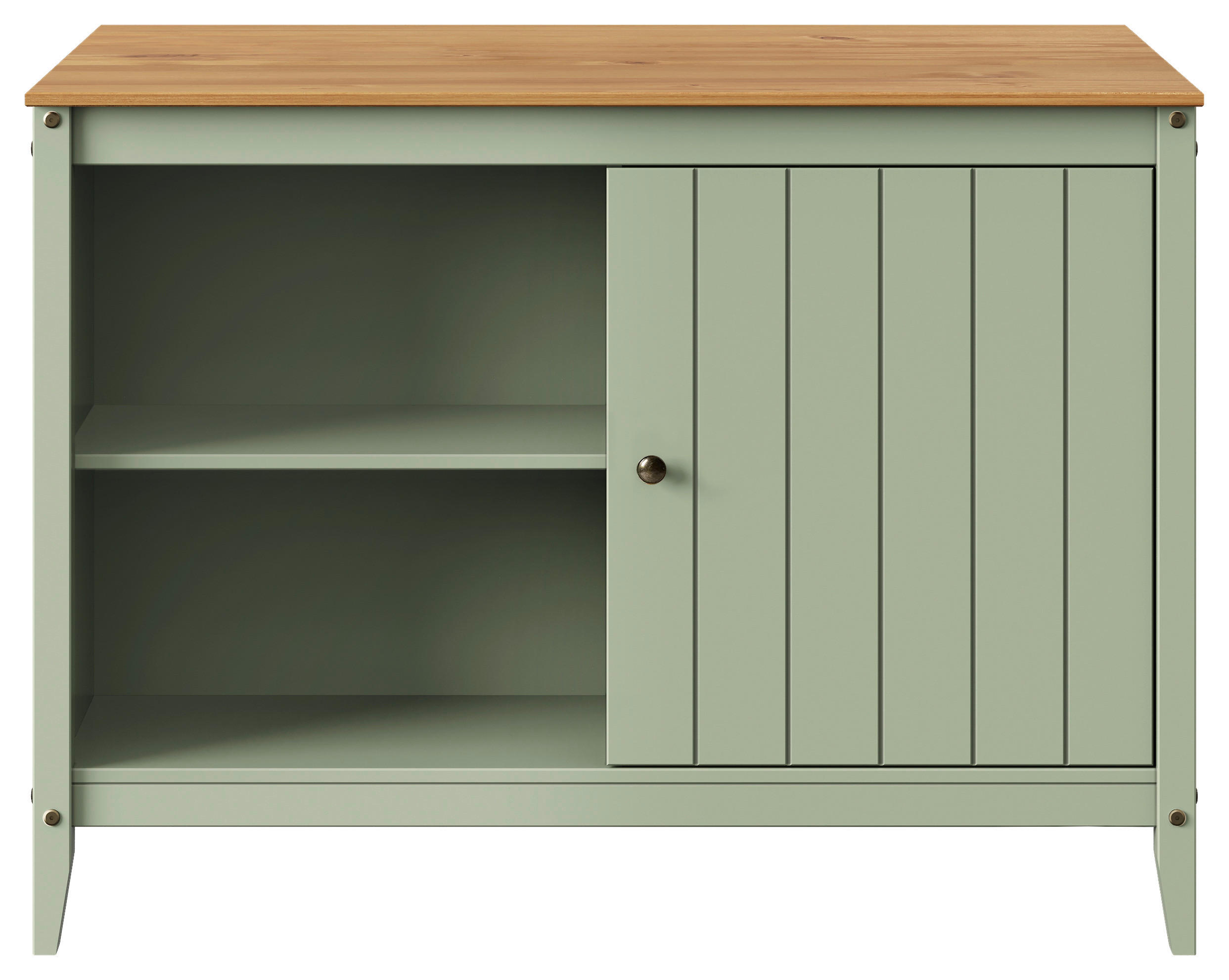 KÜCHENINSEL 122/90/77 cm  in Braun, Olivgrün  - Zinkfarben/Olivgrün, MODERN, Holz/Metall (122/90/77cm) - Livetastic