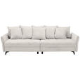 BIGSOFA  in Webstoff Weiß  - Schwarz/Weiß, KONVENTIONELL, Textil/Metall (282/94/127cm) - Ambia Home
