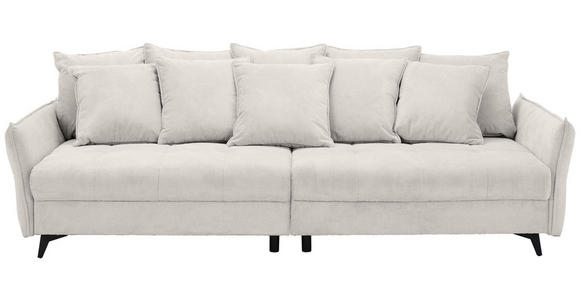BIGSOFA  in Webstoff Weiß  - Schwarz/Weiß, KONVENTIONELL, Textil/Metall (282/94/127cm) - Ambia Home