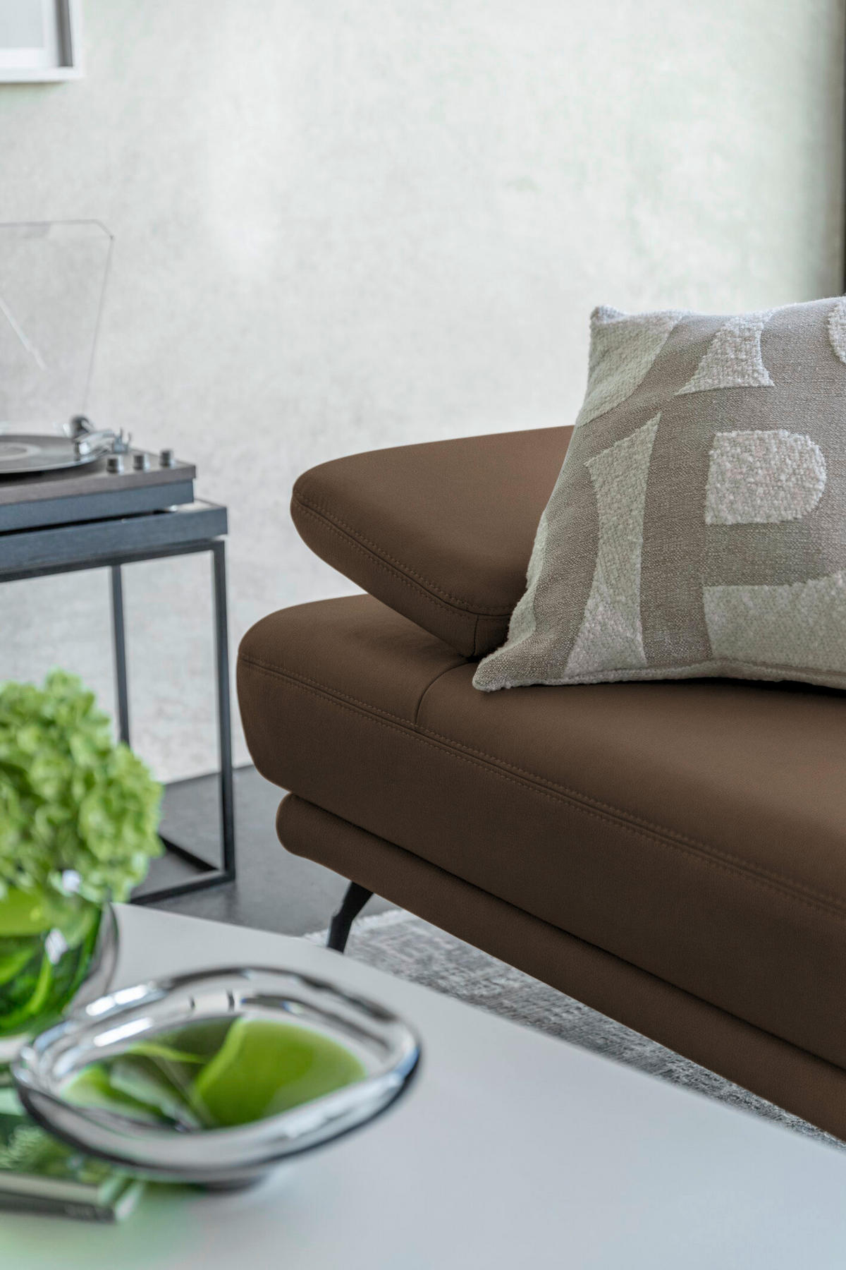 ECKSOFA Echtleder Braun  - Schwarz/Braun, Konventionell, Leder/Metall (180/301cm) - Joop!