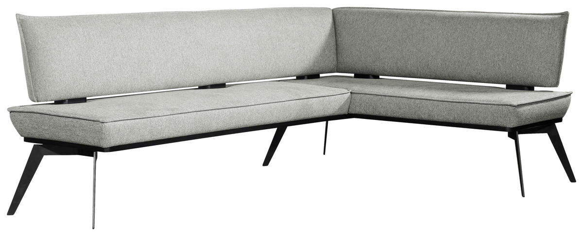 ECKBANK 195/165 cm Webstoff Hellgrau, Schwarz Buche massiv   - Hellgrau/Schwarz, Basics, Holz/Textil (195/165cm) - Carryhome