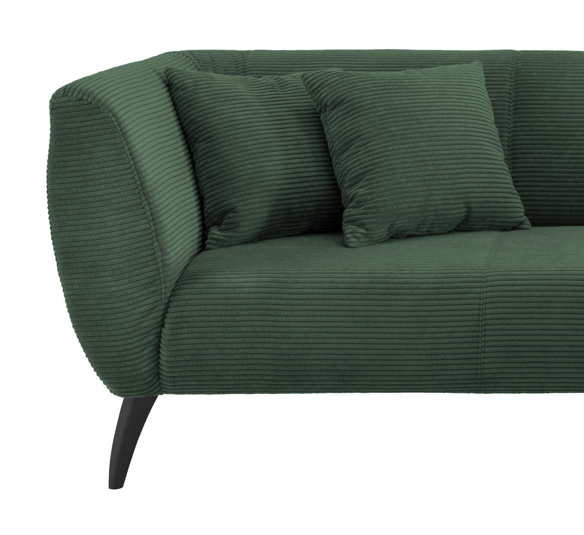 ECKSOFA in Cord Dunkelgrün  - Dunkelgrün/Schwarz, Modern, Holz/Textil (264/160cm) - MID.YOU