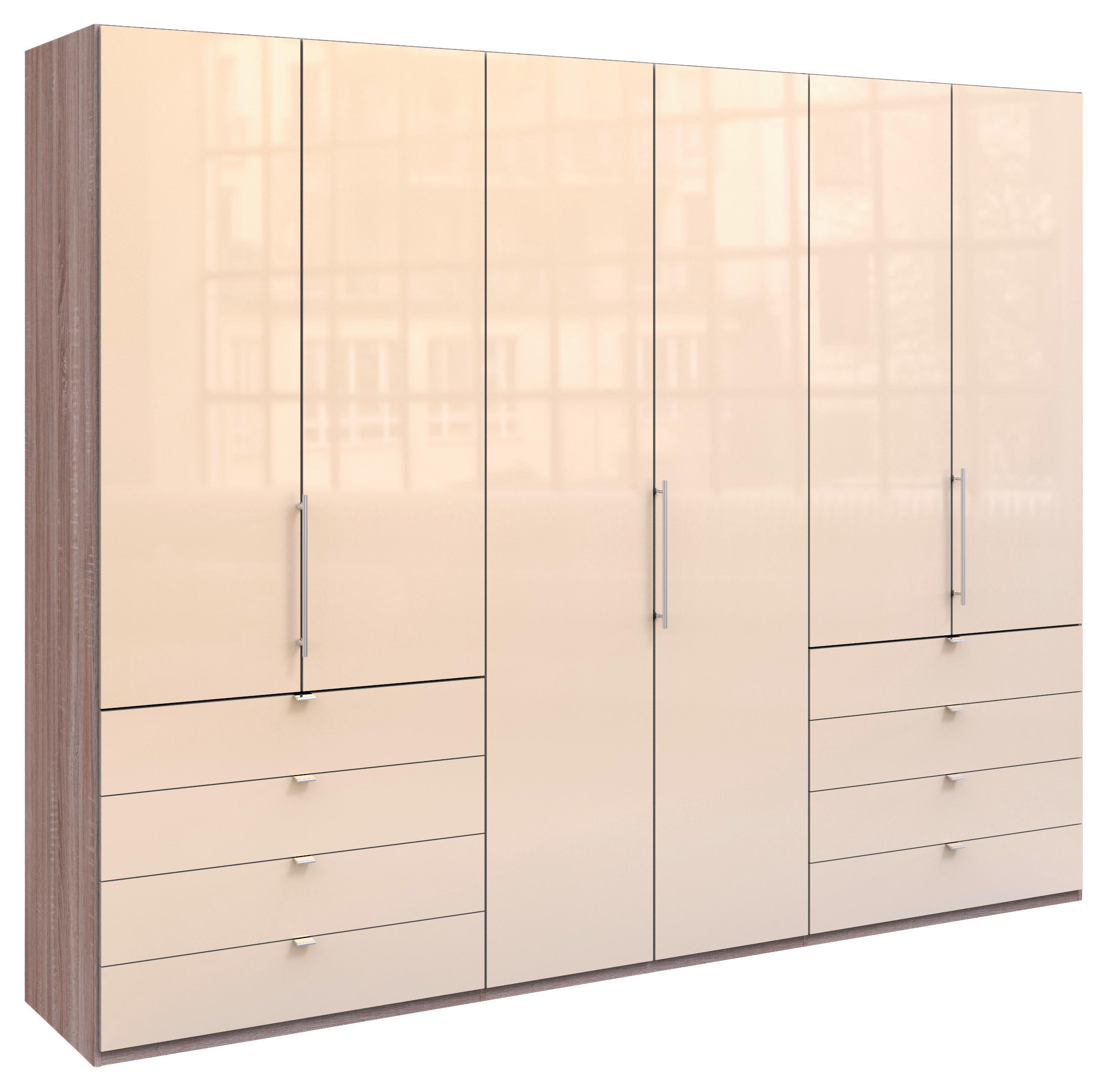 FALTTÜRENSCHRANK  in Trüffeleichefarben, Magnolie  - Chromfarben/Magnolie, KONVENTIONELL, Glas/Holzwerkstoff (300/236/58cm) - Venda