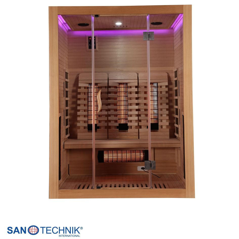 INFRAROTKABINE für 3 Personen OPEN  - Naturfarben, KONVENTIONELL, Holz (150/120/200cm) - Sanotechnik